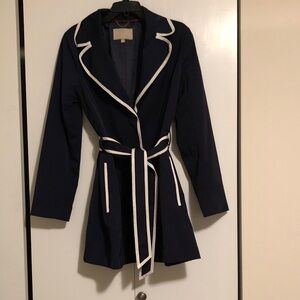 Banana Republic Navy Trench Coat with White Trim Size L